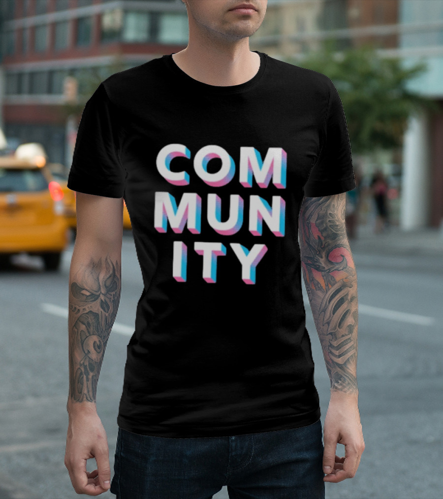 Community Colorful 3D Text Block T-Shirt