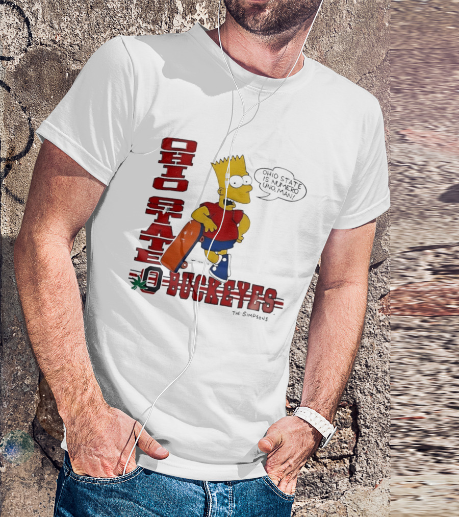 Ohio State Buckeyes Bart Simpson Numero Uno Man Skateboard T-Shirt