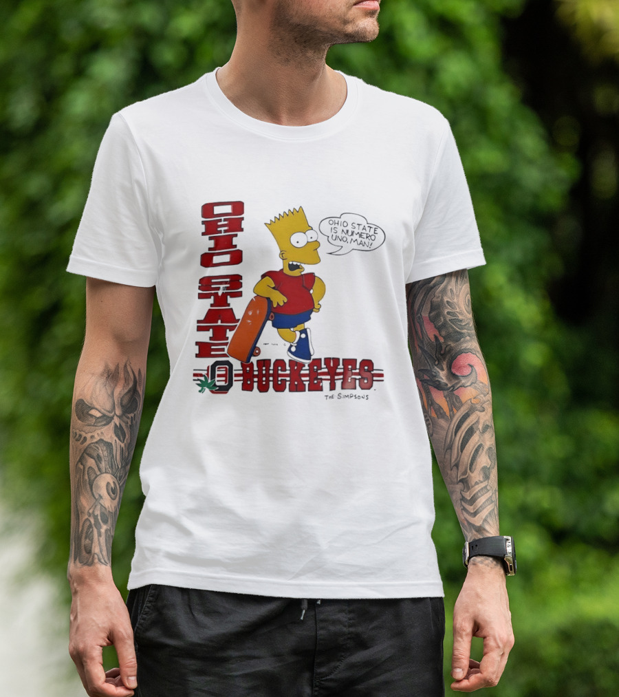 Ohio State Buckeyes Bart Simpson Numero Uno Man Skateboard T-Shirt