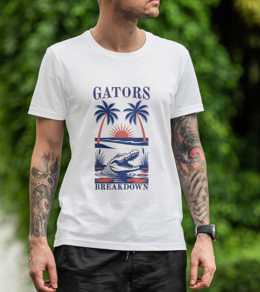 Florida Gators Tropical Sunset Alligator Breakdown Palms T-Shirt