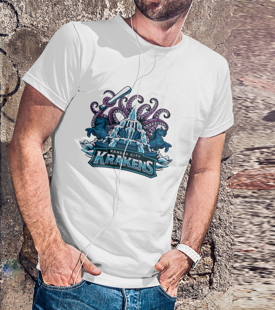 Kansas City Krakens Fountain Octopus Horses Sports Team T-Shirt