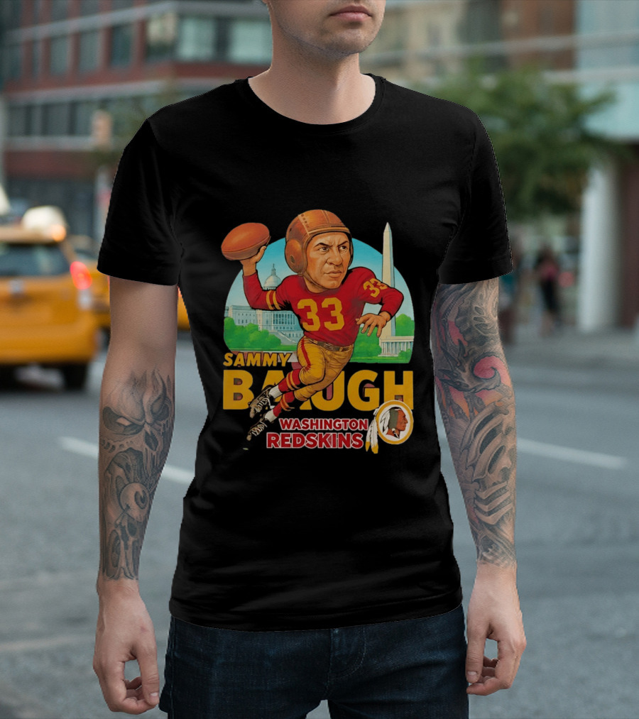 Sammy Baugh Washington Redskins Caricature Number 33 Football Legend T-Shirt