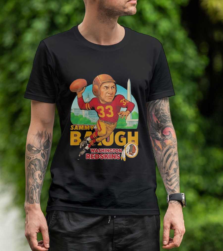 Sammy Baugh Washington Redskins Caricature Number 33 Football Legend T-Shirt