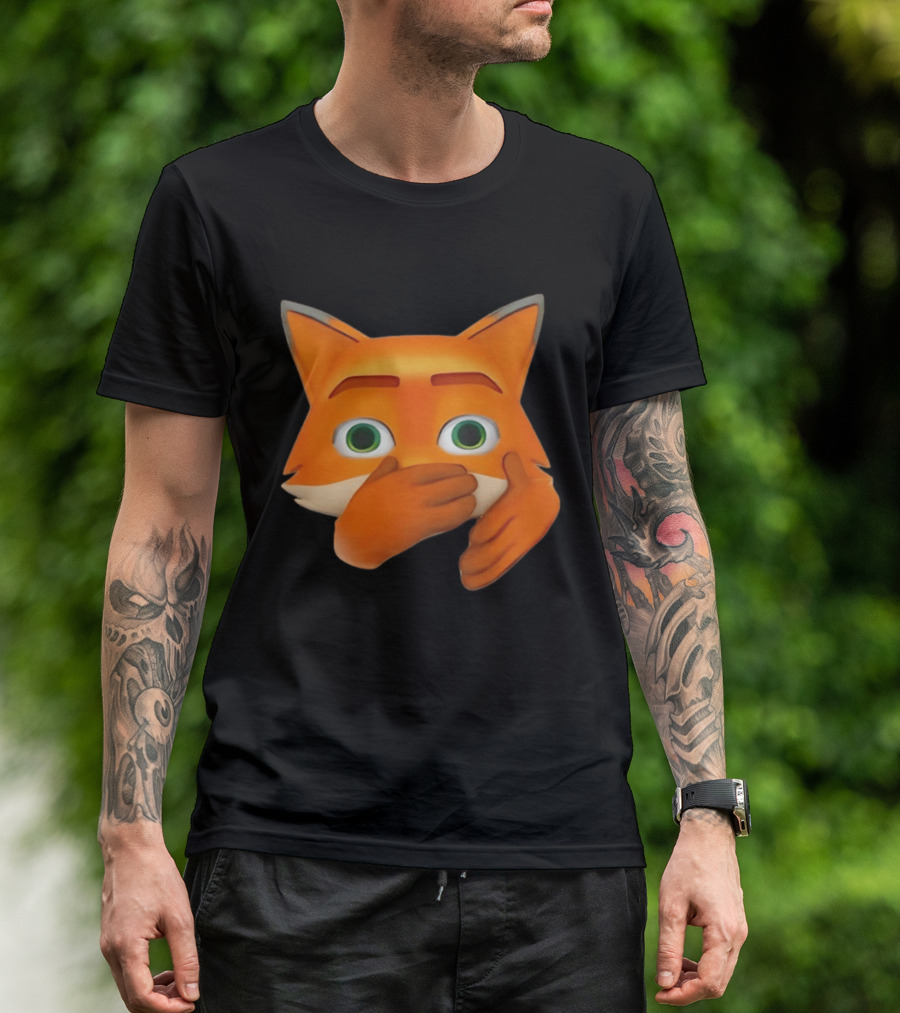 Scuba Fox Emoji Animal Covering Mouth Diving T-Shirt