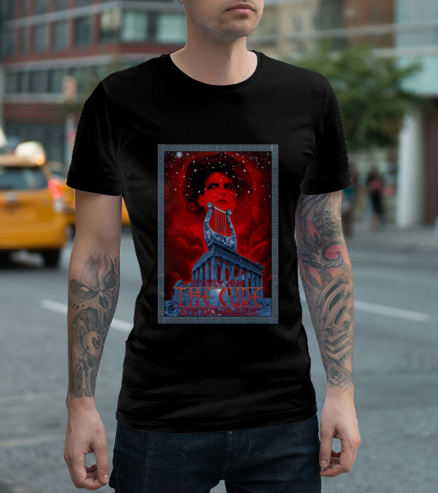 The Cure Athens Greece July 15 2026 Concert Parthenon Lyre Stars T-Shirt