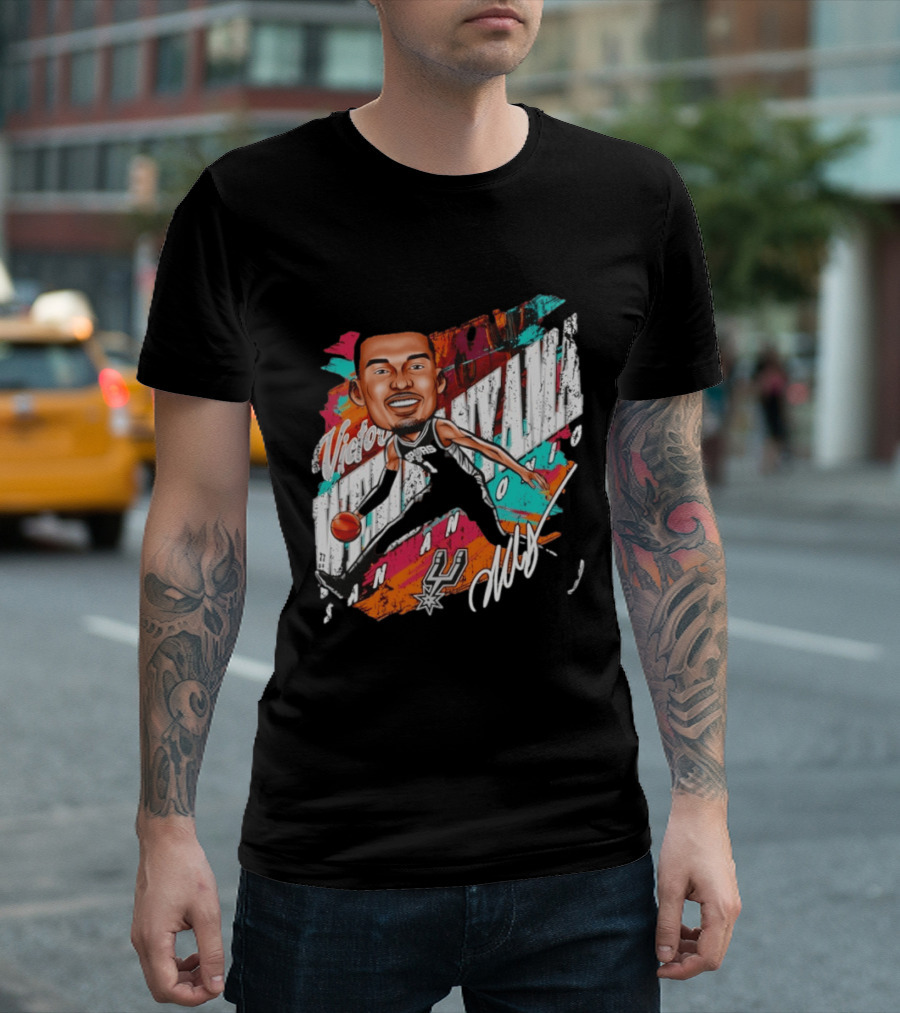 Victor Wembanyama San Antonio Spurs Basketball Cartoon T-Shirt