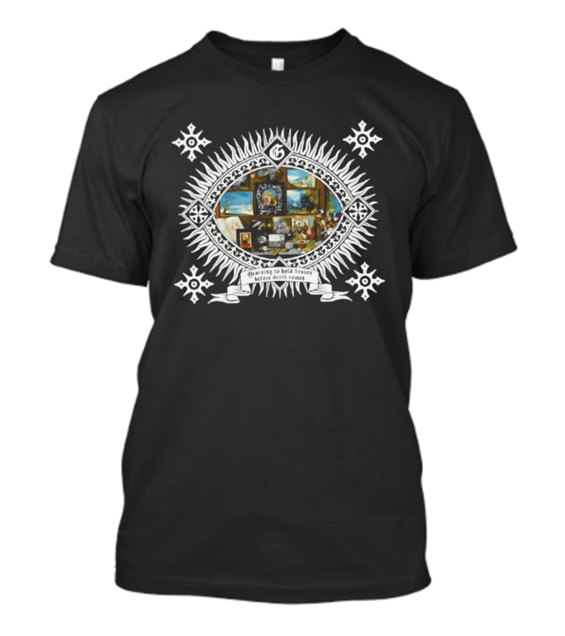 Yearning To Hold Heaven Before Death Comes Celestial Collage With Angelic And Serene Landscape T-Shirt