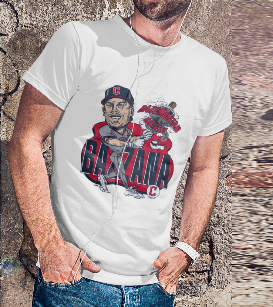 Bazzana Bazzmanian Devil Cleveland Guardians Caricature Baseball Player T-Shirt