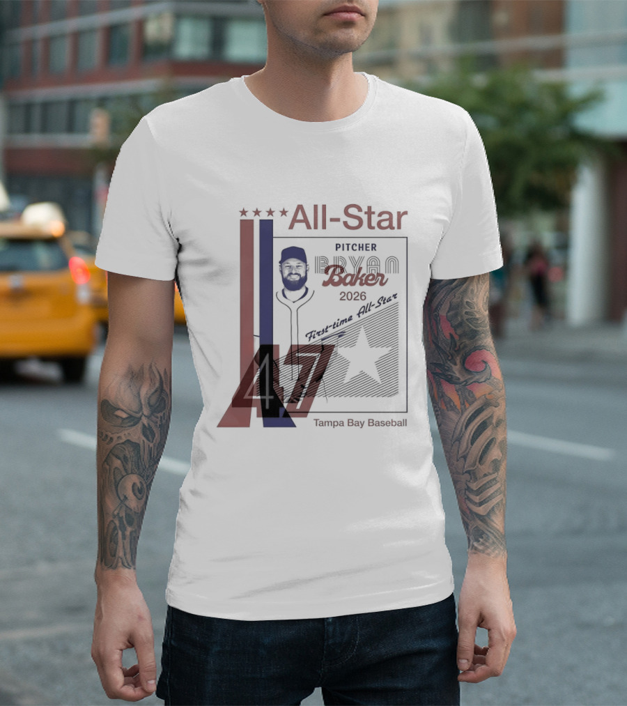 Tampa Bay Rays Bryan Baker 47 Pitcher 2026 MLB All Star T-Shirt
