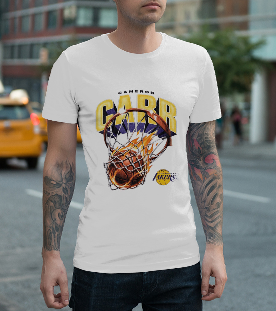 Cameron Carr Basketball Hoop Flame Los Angeles Lakers T-Shirt