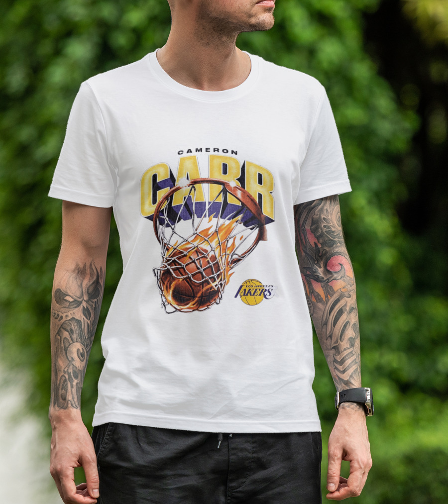 Cameron Carr Basketball Hoop Flame Los Angeles Lakers T-Shirt