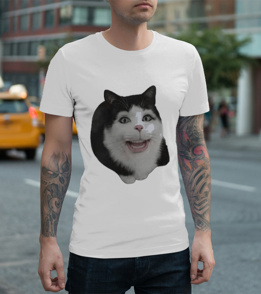 Grinning Cat With Human Teeth T-Shirt