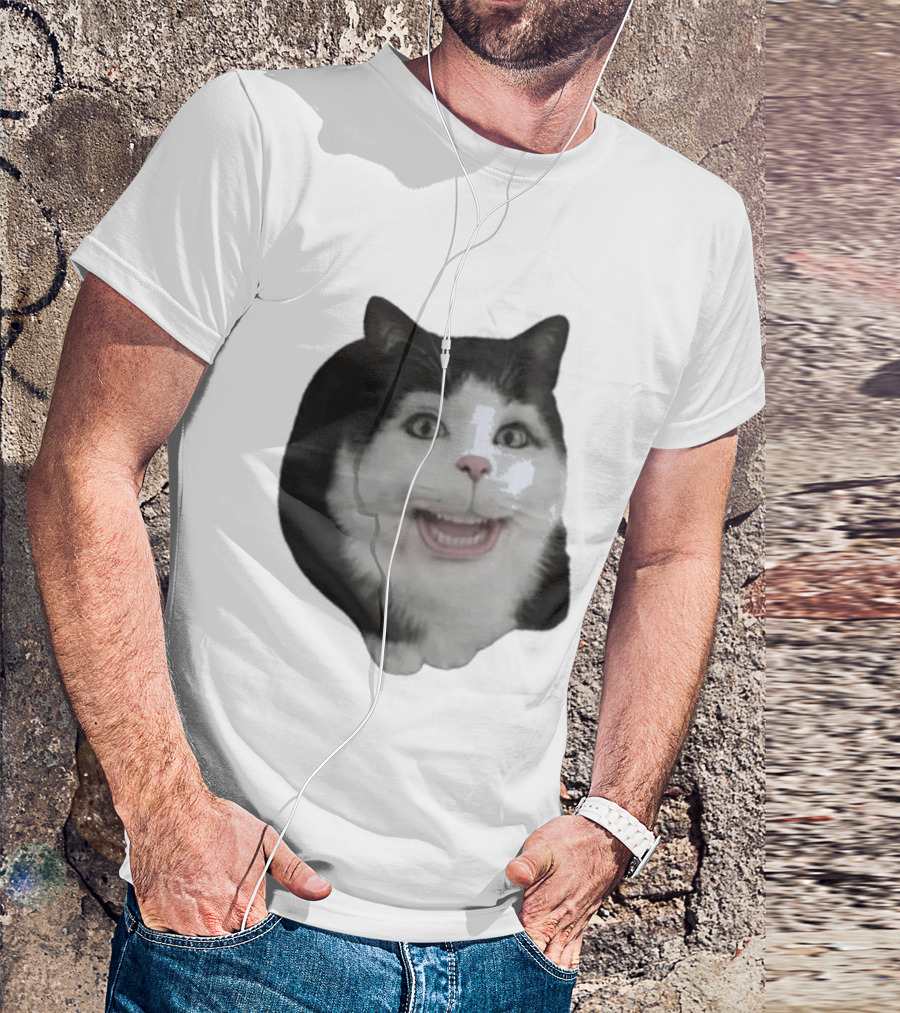 Grinning Cat With Human Teeth T-Shirt