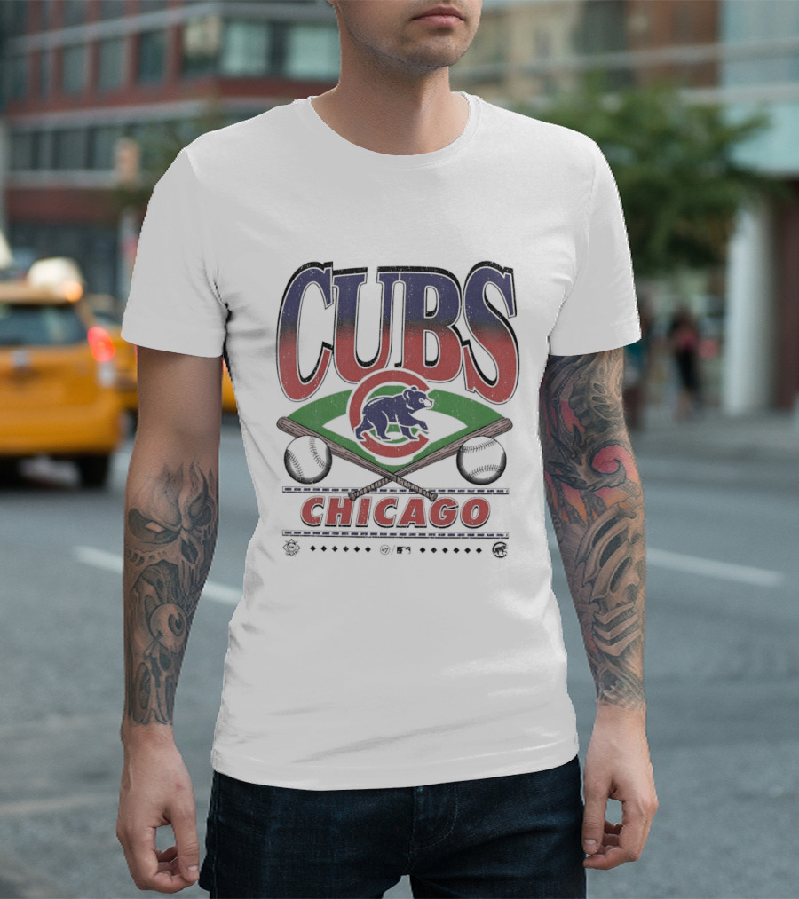 Chicago Cubs Baseball MLB Vintage Logo Crossed Bats T-Shirt