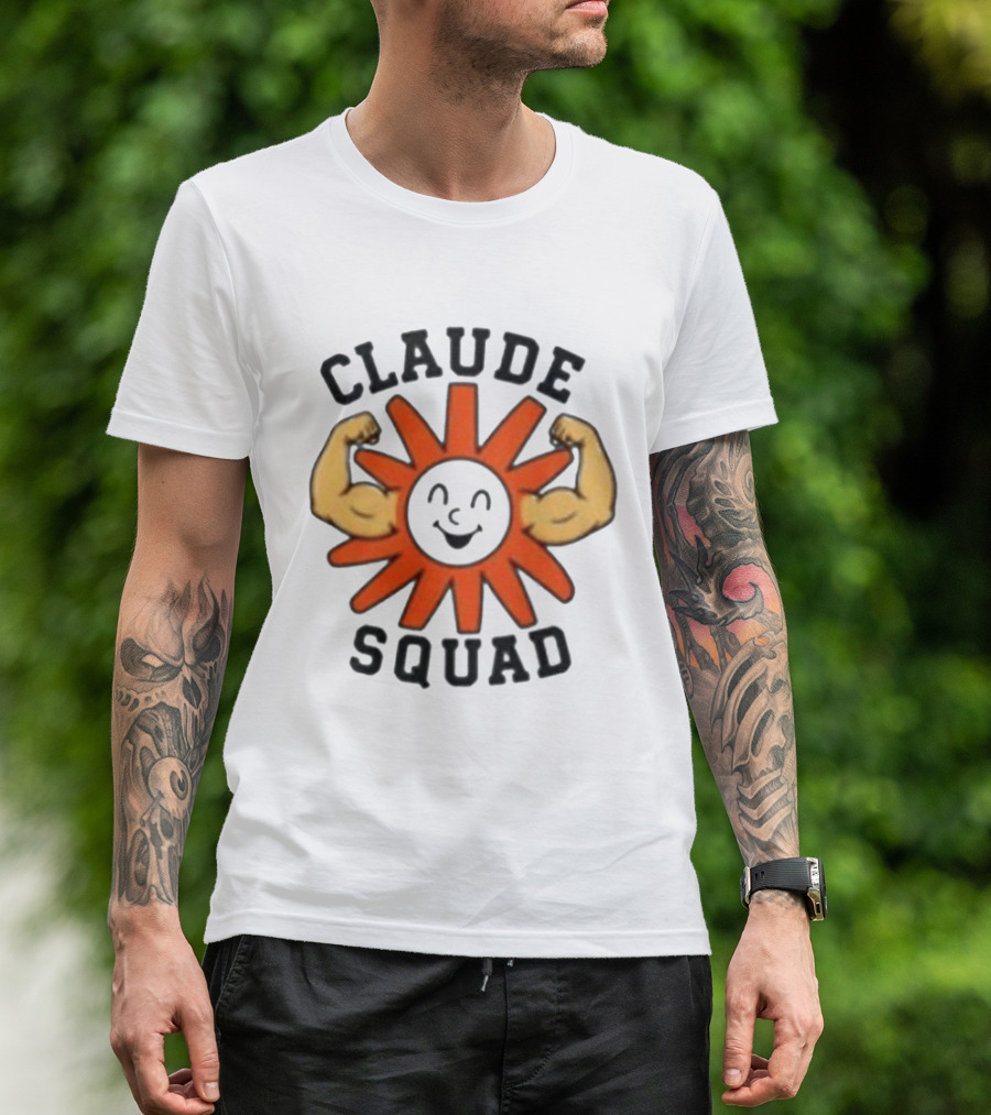 Claude Squad Sun With Flexing Arms T-Shirt