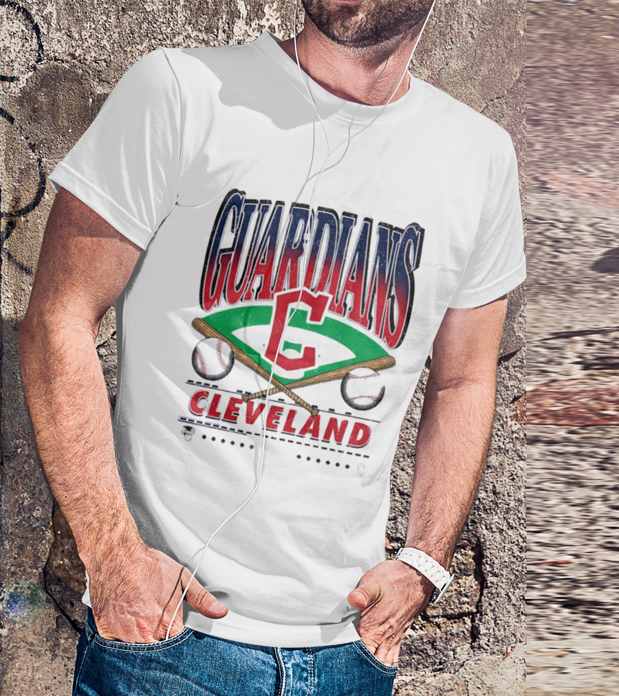 Cleveland Guardians Baseball Team Retro Style With Bats And Ball T-Shirt
