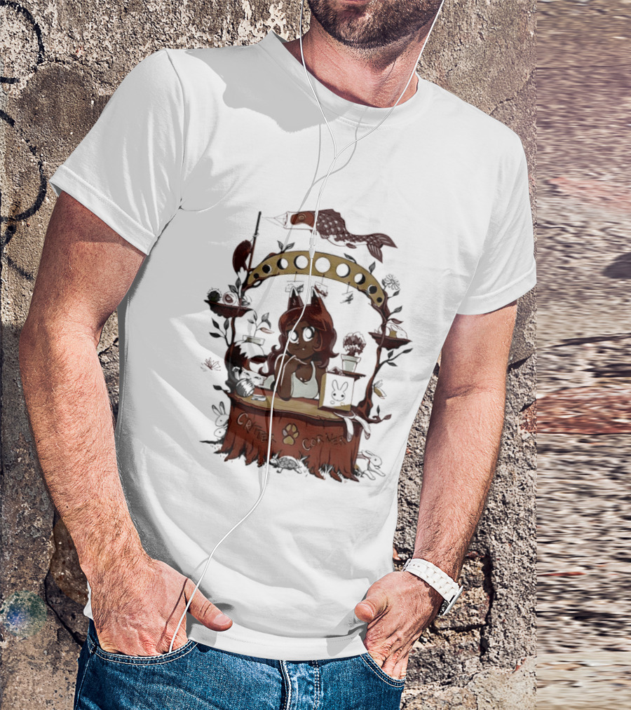 Critter Corner Fox Girl And Rabbits Anime Aesthetic T-Shirt