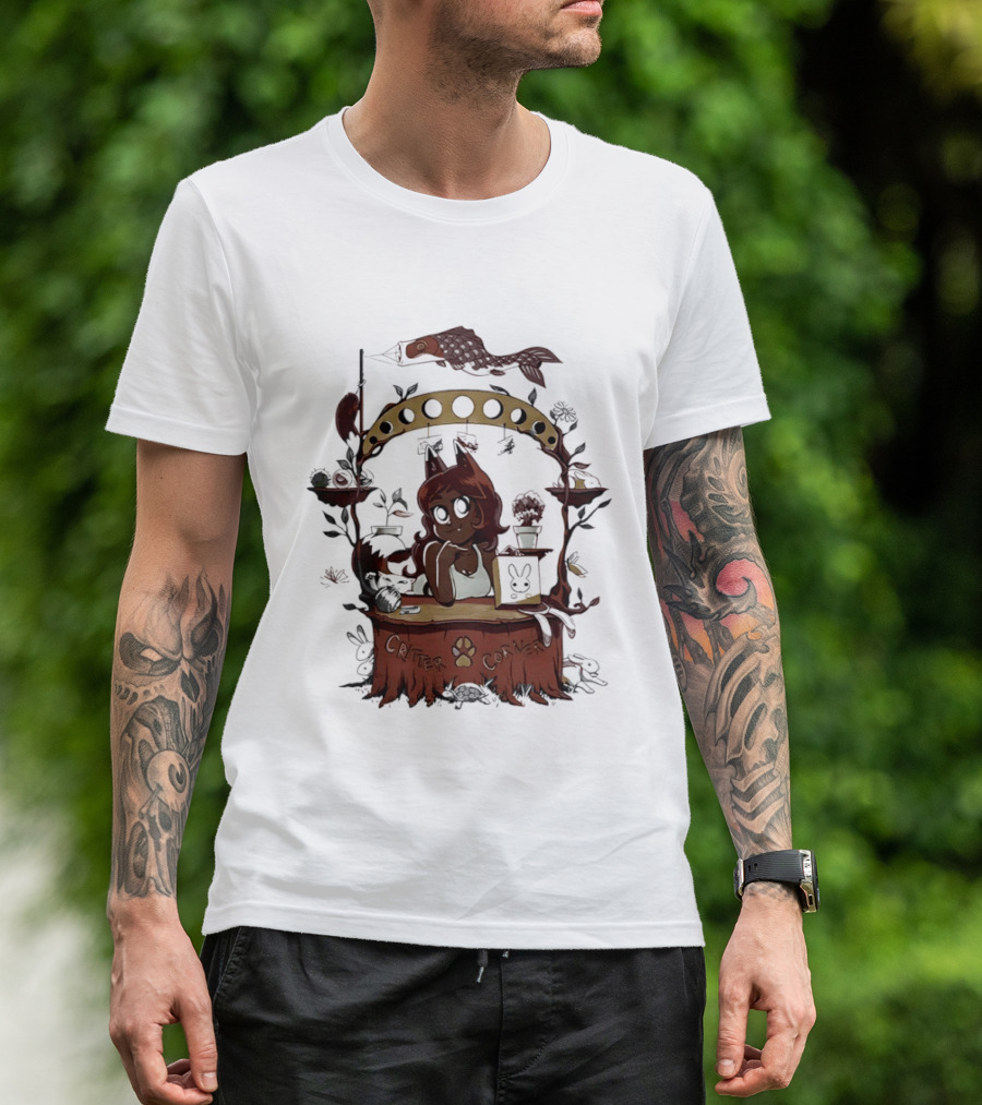 Critter Corner Fox Girl And Rabbits Anime Aesthetic T-Shirt