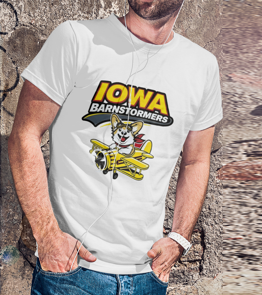 Iowa Barnstormers Corgi Pilot Airplane T-Shirt