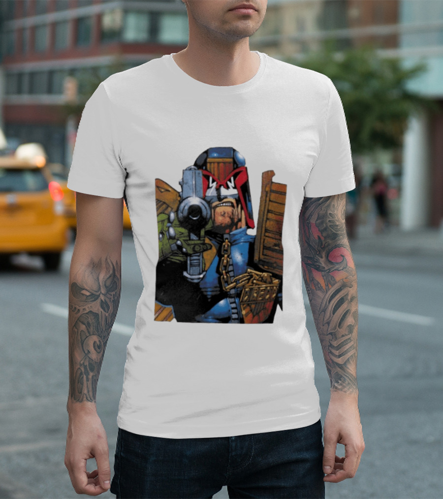 Judge Dredd 2000 AD Comic Book Character With Iconic Outfit T-Shirt