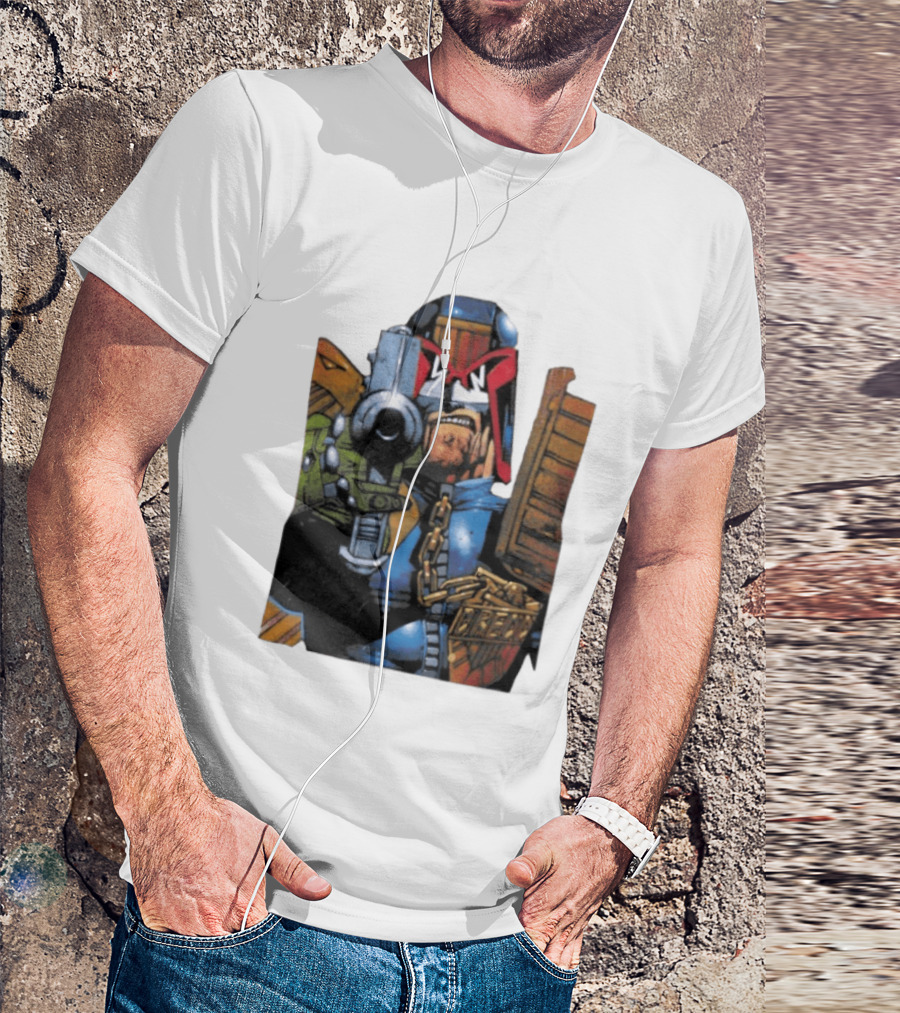 Judge Dredd 2000 AD Comic Book Character With Iconic Outfit T-Shirt