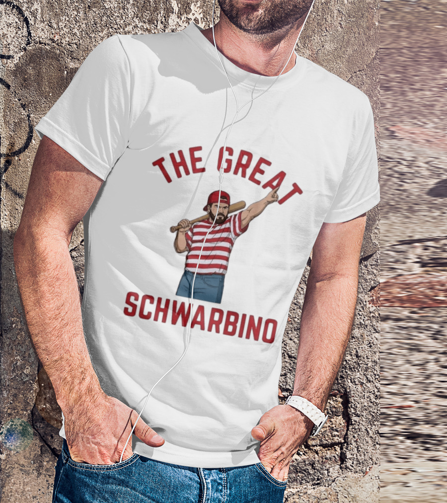 The Great Schwarbino Kyle Schwarber Baseball Tribute Red Striped T-Shirt