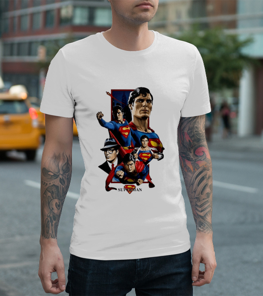 Superman Collage Classic Iconic Characters With S T-Shirt