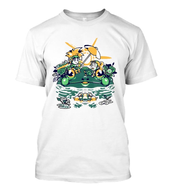 Hot Summer Swamp Frog Nature Characters Relaxing In Sun With Tropical Plants T-Shirt