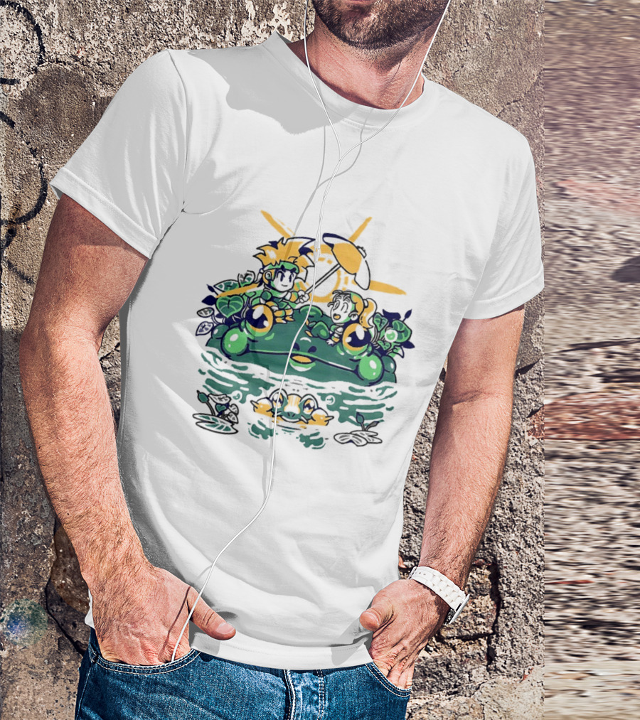 Hot Summer Swamp Frog Nature Characters Relaxing In Sun With Tropical Plants T-Shirt