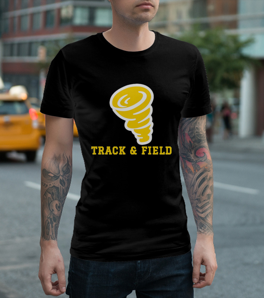 Tornado Track And Field Yellow Swirl Team Athletics T-Shirt