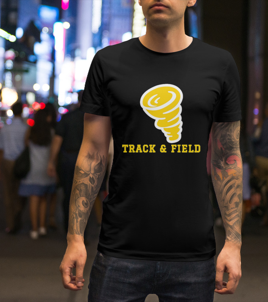 Tornado Track And Field Yellow Swirl Team Athletics T-Shirt
