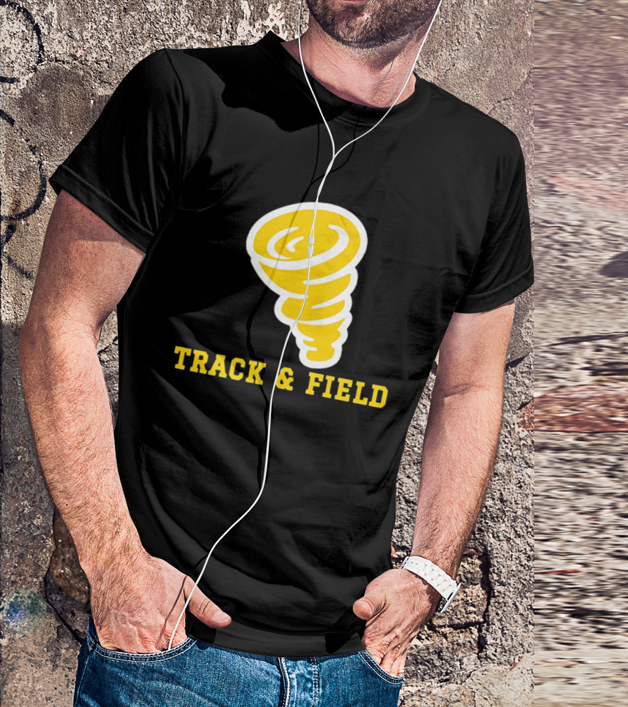 Tornado Track And Field Yellow Swirl Team Athletics T-Shirt