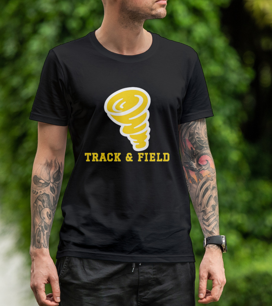 Tornado Track And Field Yellow Swirl Team Athletics T-Shirt