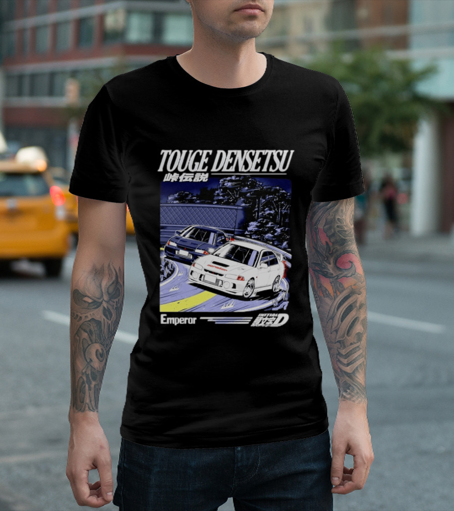 Touge Densetsu Emperor Initial D Mitsubishi Lancer Evolution Racing Scene T-Shirt