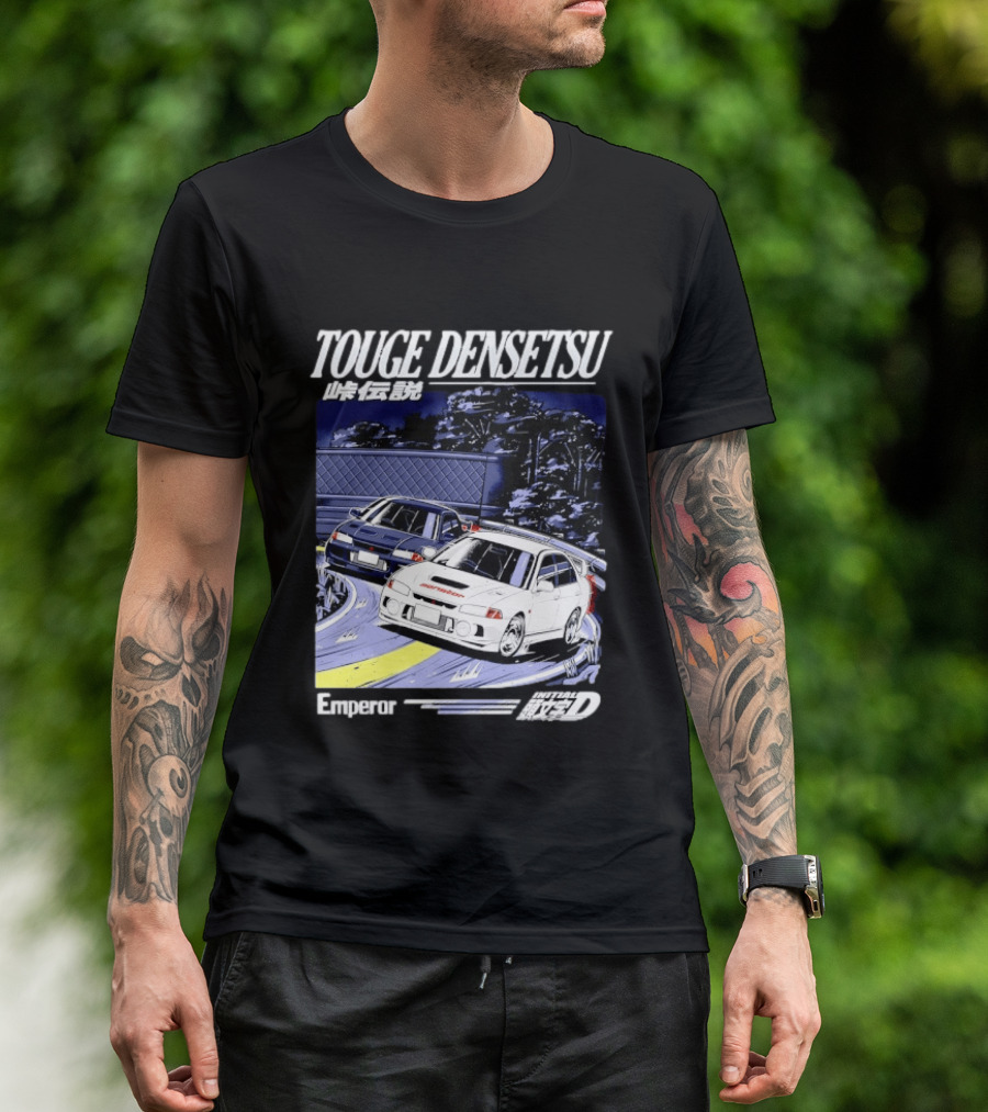 Touge Densetsu Emperor Initial D Mitsubishi Lancer Evolution Racing Scene T-Shirt