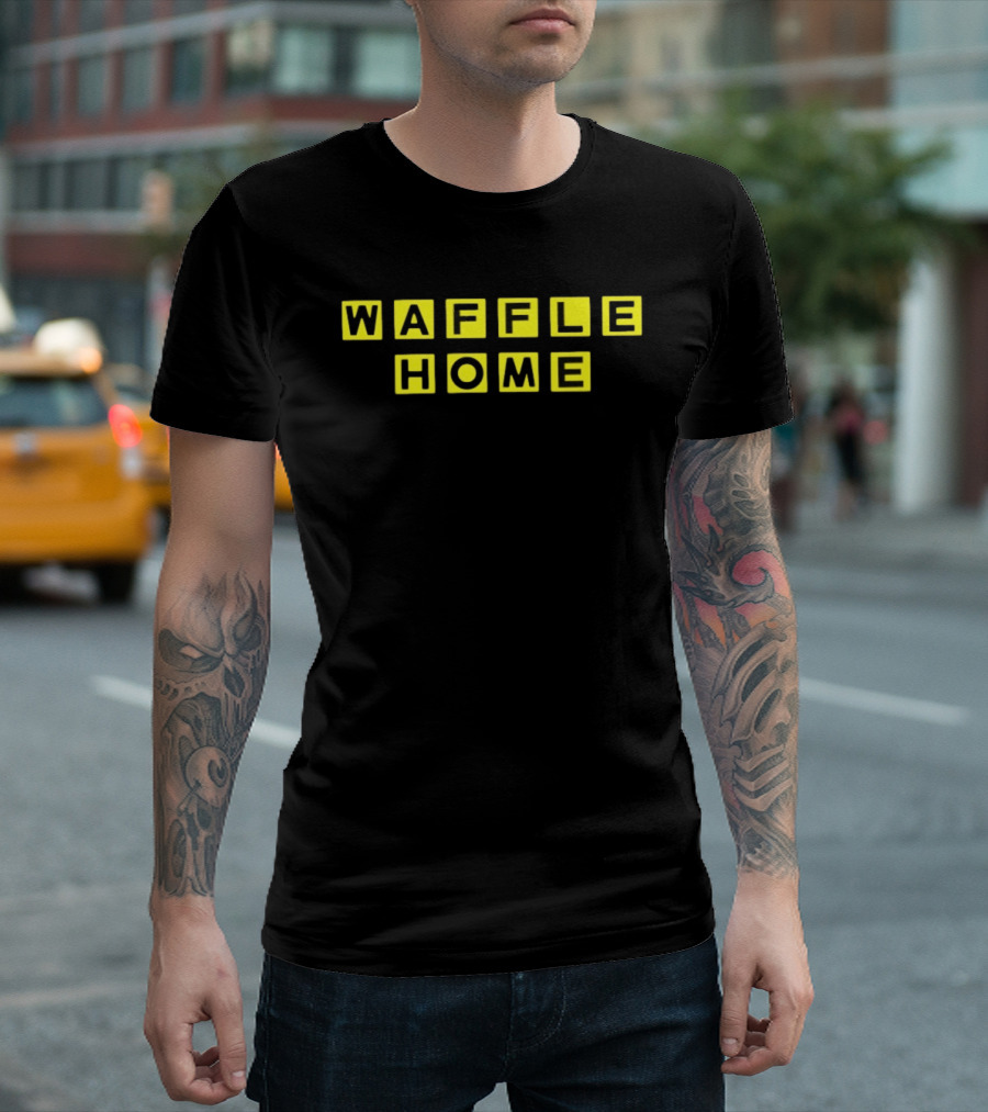 Waffle Home Breakfast Diner Yellow Block Letters T-Shirt