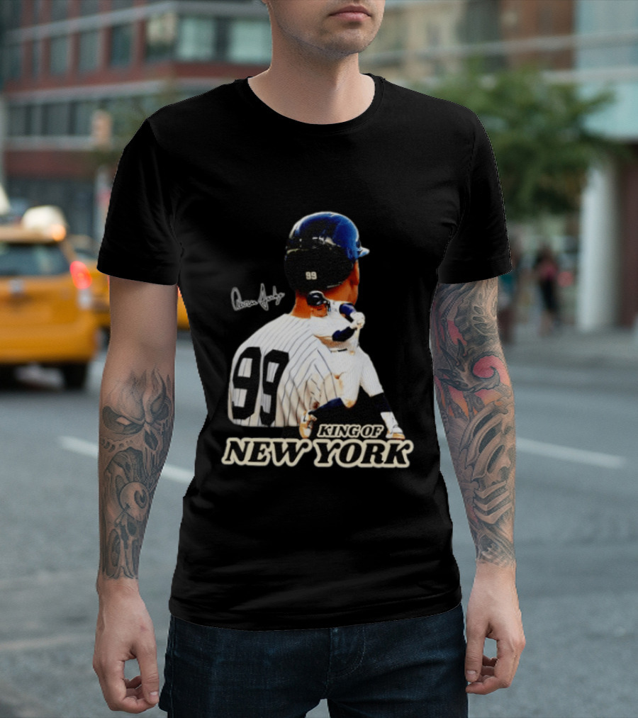 Aaron Judge 99 King Of New York Yankees Baseball Player Signed T-Shirt