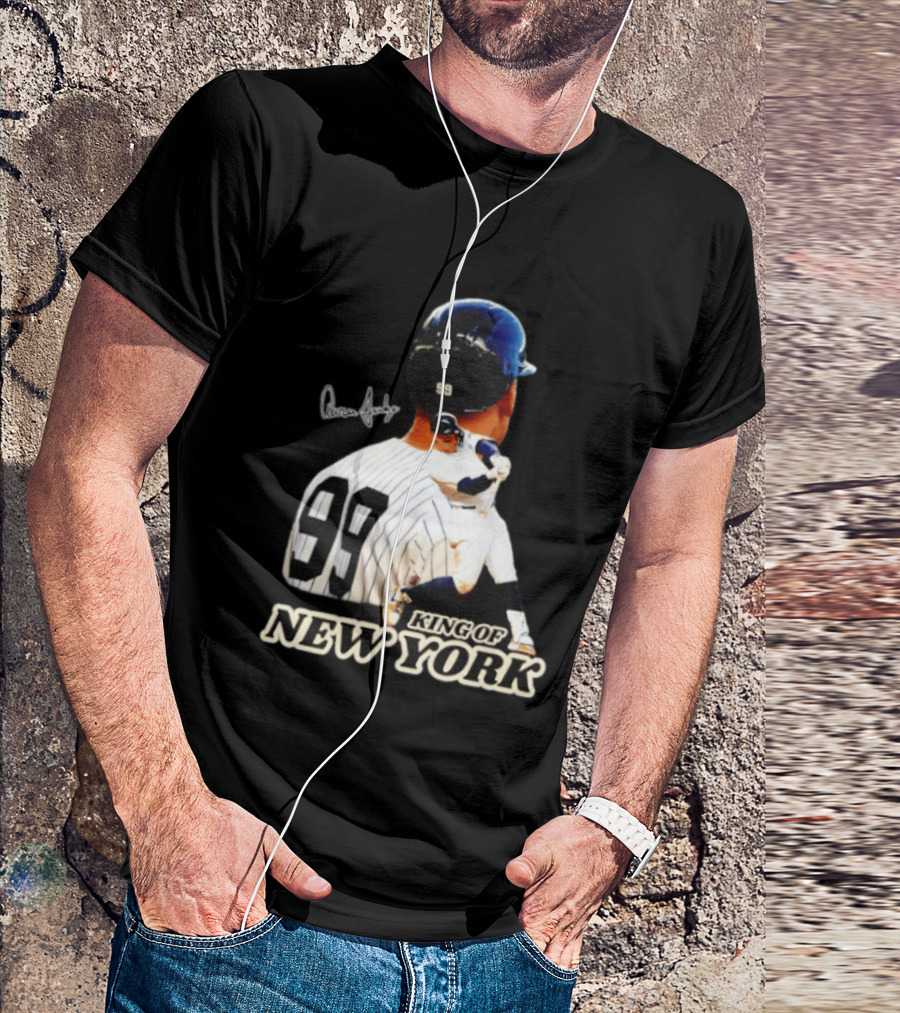 Aaron Judge 99 King Of New York Yankees Baseball Player Signed T-Shirt