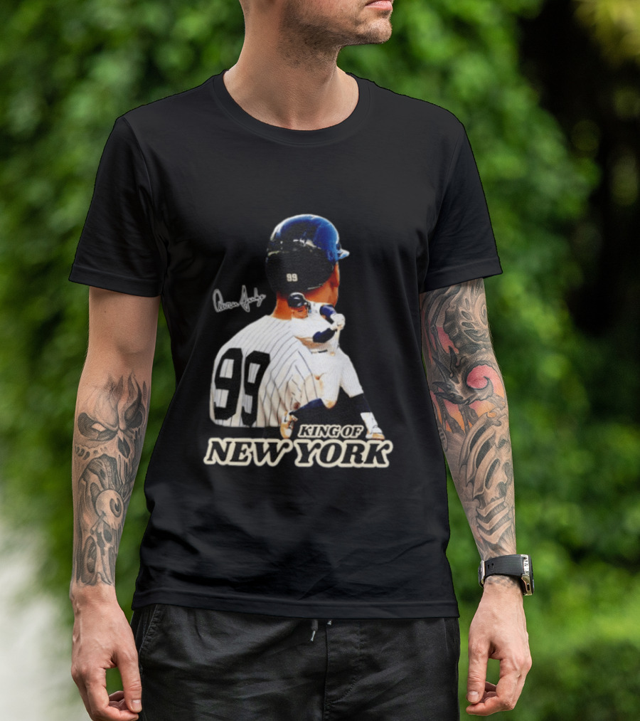 Aaron Judge 99 King Of New York Yankees Baseball Player Signed T-Shirt