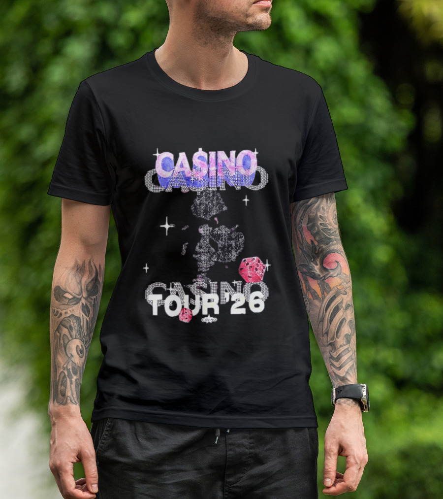Casino Tour '26 Dice Gambling Las Vegas Sparkle Dice Stars T-Shirt