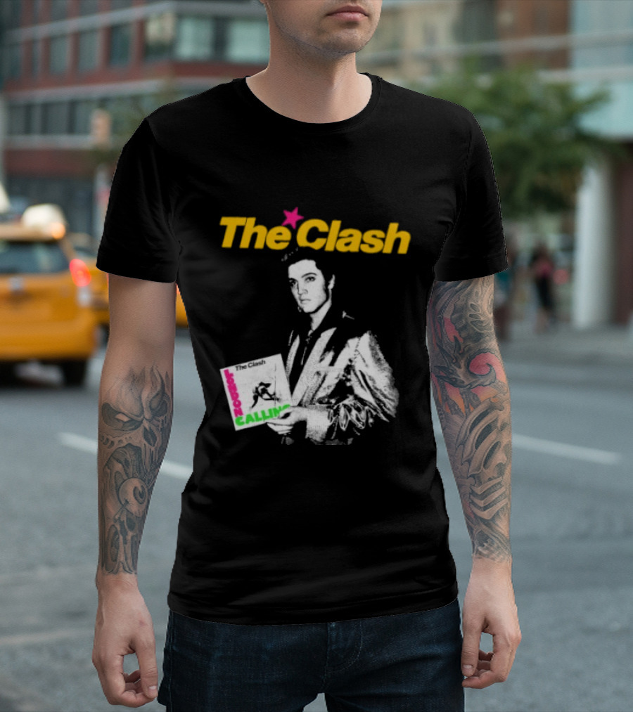 The Clash Elvis Presley London Calling Album Image T-Shirt