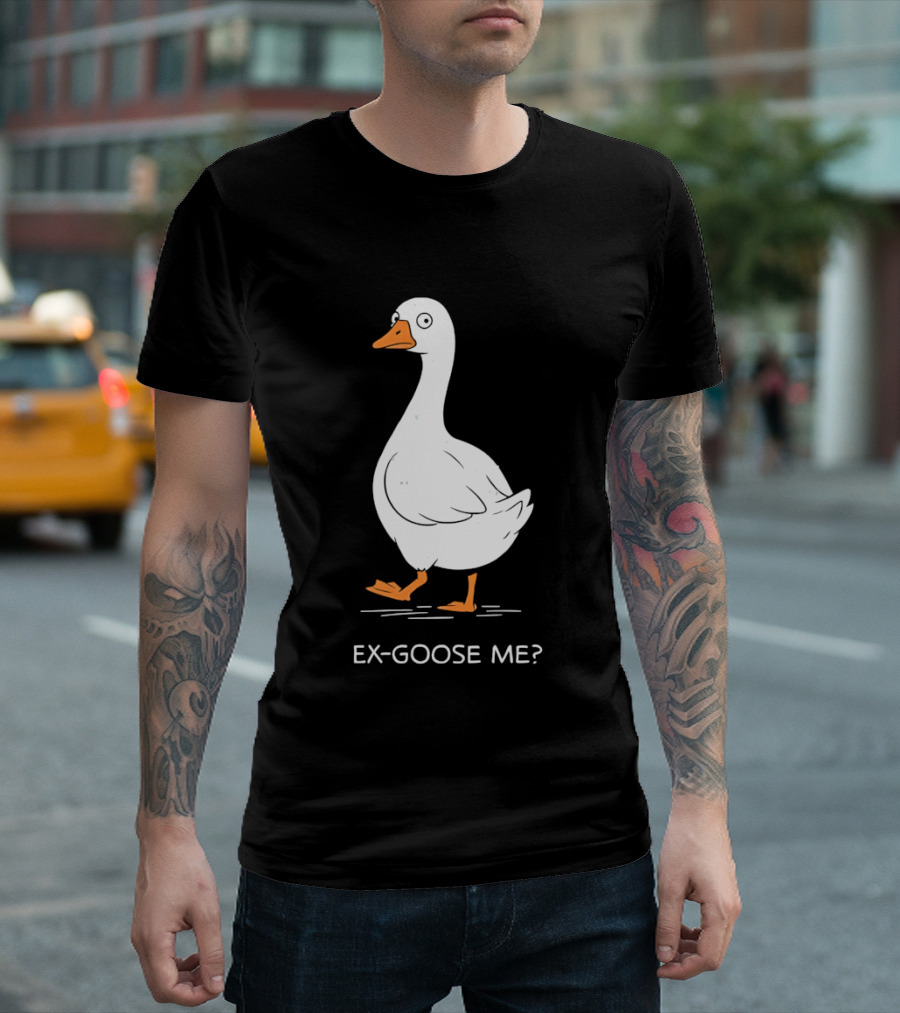 Ex Goose Me Goose Pun Cartoon Walking Goose T-Shirt