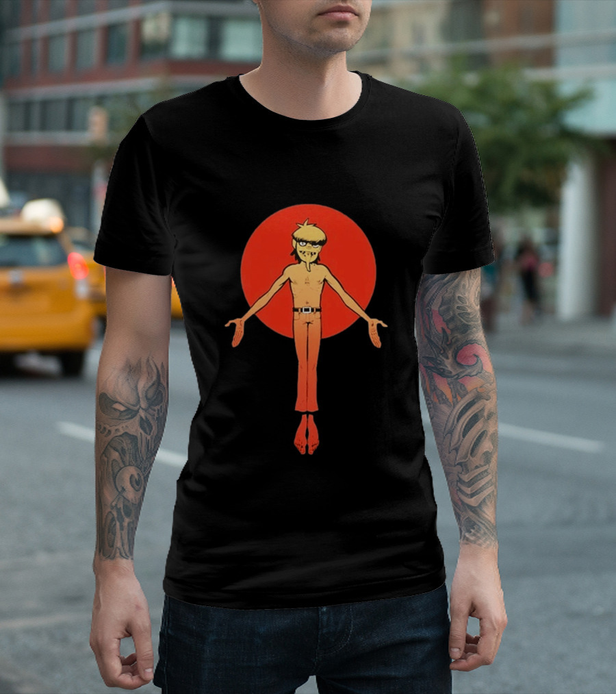 Gorillaz Murdoc Crucifix Pose Red Circle T-Shirt