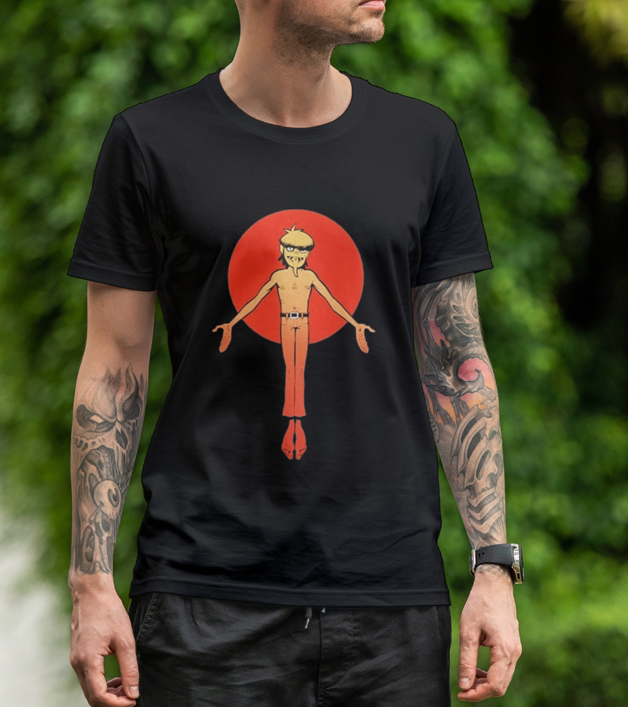 Gorillaz Murdoc Crucifix Pose Red Circle T-Shirt