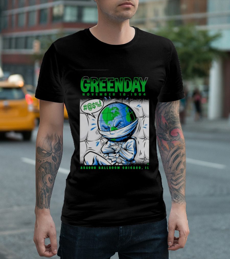 Greenday November 18 1994 Aragon Ballroom Chicago IL Earth T-Shirt