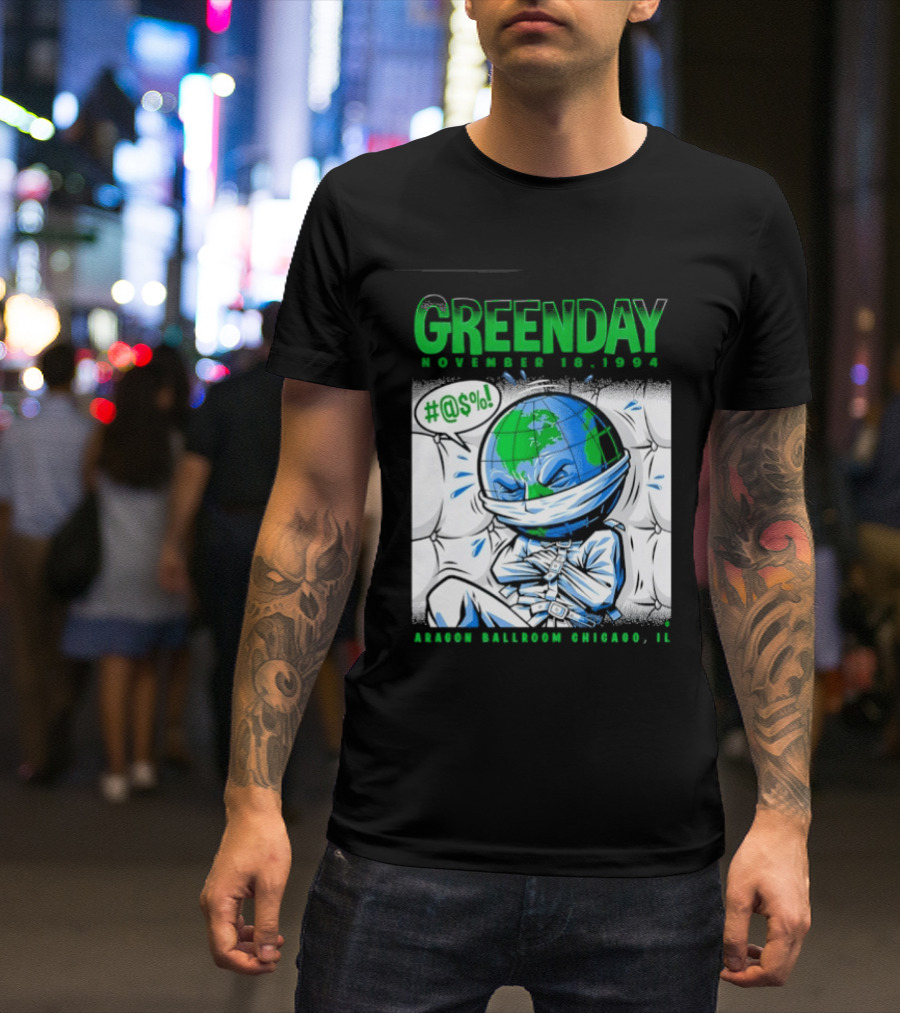 Greenday November 18 1994 Aragon Ballroom Chicago IL Earth T-Shirt