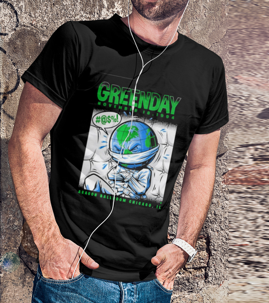 Greenday November 18 1994 Aragon Ballroom Chicago IL Earth T-Shirt