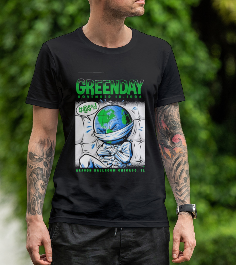 Greenday November 18 1994 Aragon Ballroom Chicago IL Earth T-Shirt