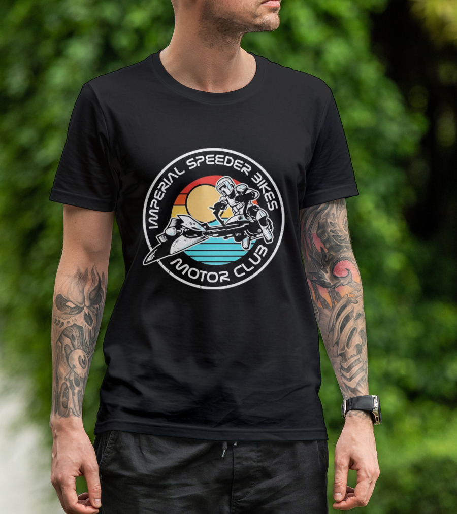 Imperial Speeder Bikes Motor Club Retro Sunset Circle T-Shirt