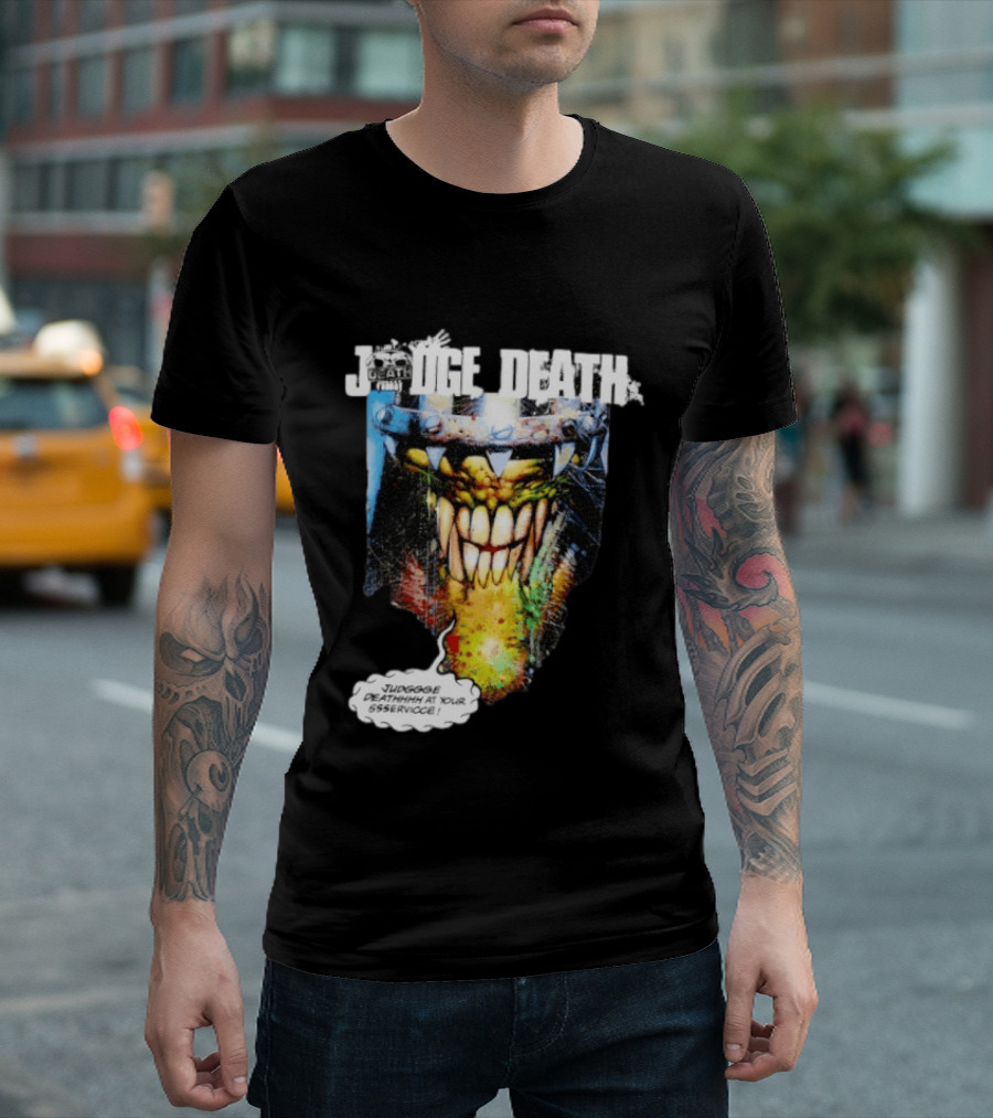 Judge Death 2000 AD Comic Book Character Jugggge Deathhhh At Your Sssservice T-Shirt